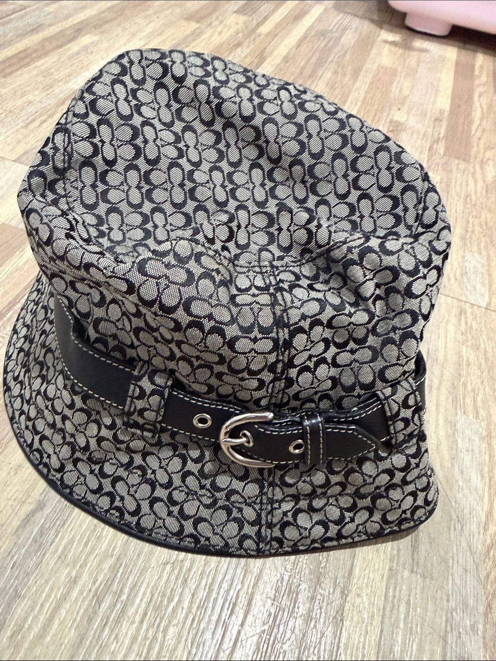 Coach Signature Logo Bucket Hat with Black Belt Accent